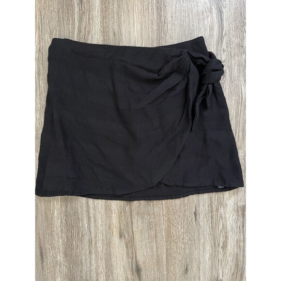 Free People Kamala Mini Skirt Wrap High Waisted Black Size Small - Picture 2 of 7